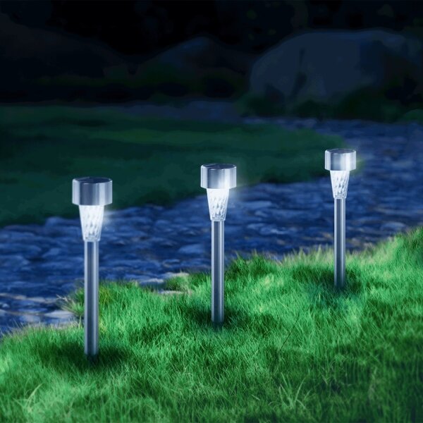 Aigostar - LED Lampă solară LED/2V IP44 40 mAh crom mat