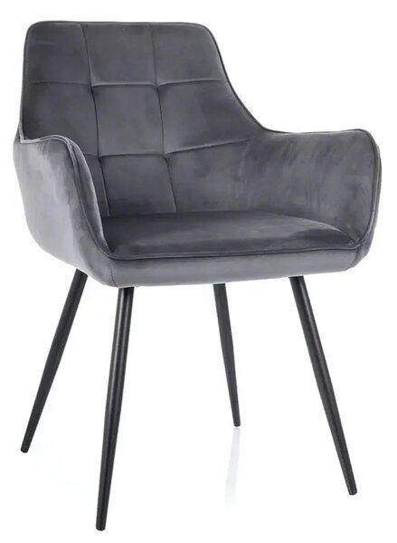 Scaun gri inchis LEMON, stofa catifelata/metal, 57x47x85 cm