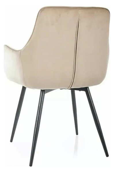 Scaun bej tapitat LEMON, stofa catifelata/metal, 57x47x85 cm