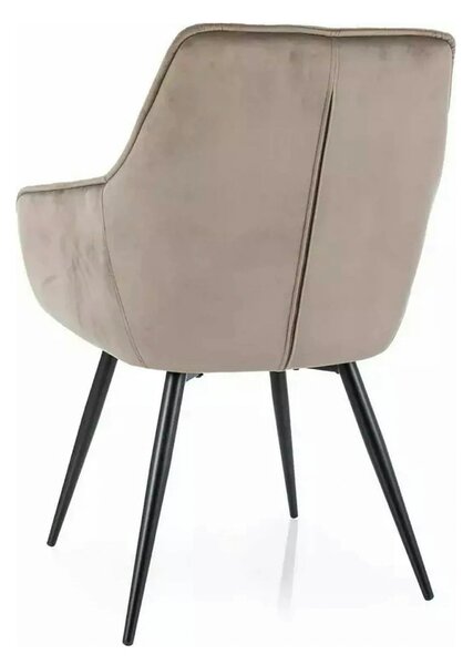 Scaun LILIA, bej inchis/negru, stofa catifelata/metal, 59x45x90 cm