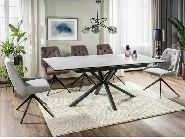 Masa extensibila pentru sufragerie LOGAN, alb/negru, 160/200x90x76 cm