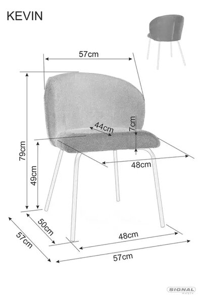 Scaun KEVIN, gri/negru, stofa clasica/metal, 57x44x79 cm