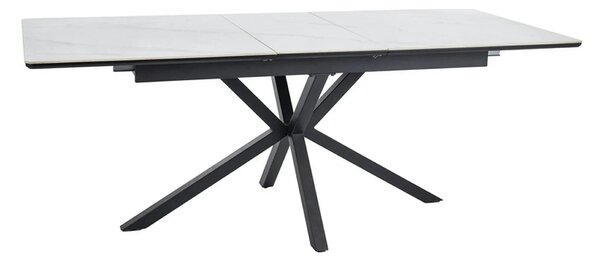 Masa extensibila pentru sufragerie LOGAN, alb/negru, 160/200x90x76 cm