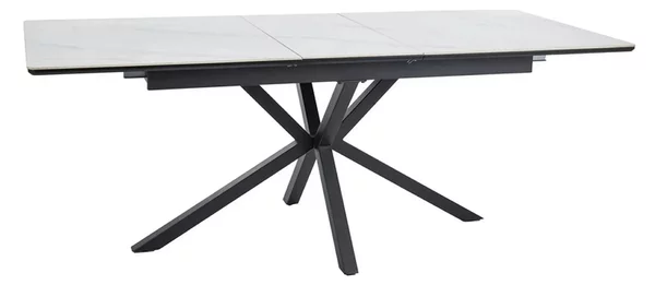 Masa extensibila pentru sufragerie LOGAN, alb/negru, 160/200x90x76 cm