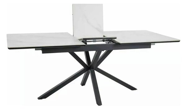 Masa extensibila pentru sufragerie LOGAN, alb/negru, 160/200x90x76 cm