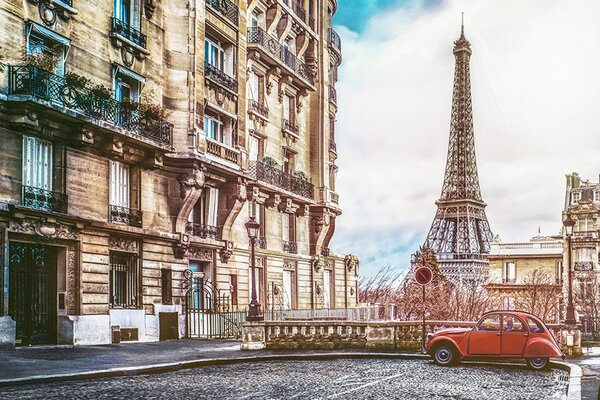 Tapet vedere la Turnul Eiffel de pe strada Parisului