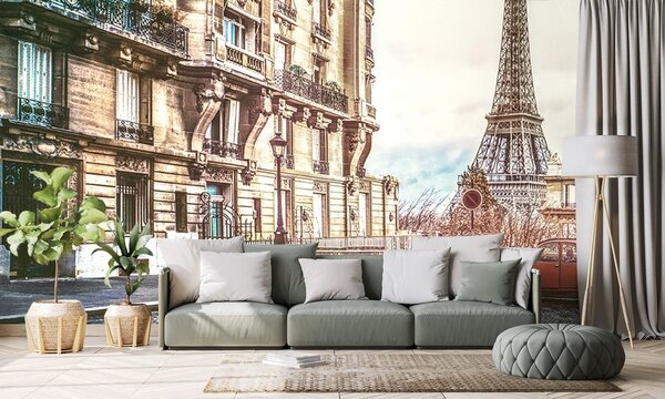Tapet vedere la Turnul Eiffel de pe strada Parisului
