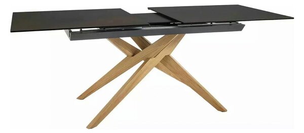 Masa extensibila LORETO, maro/stejar, sticla/ceramica/lemn, 180/230x90