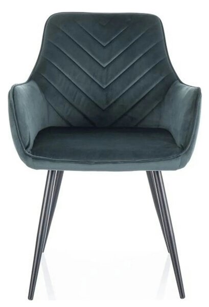 Scaun FIG, verde/negru, stofa catifelata/metal, 57x47x85 cm