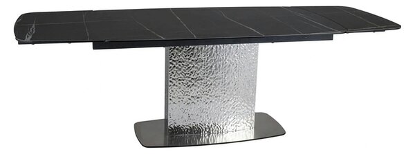 Masa extensibila MONCLER, negru/crom, sticla/ceramica/metal, 160/240x9