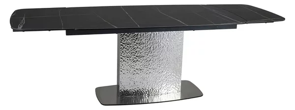 Masa extensibila MONCLER, negru/crom, sticla/ceramica/metal, 160/240x9