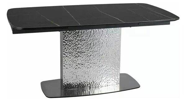 Masa extensibila MONCLER, negru/crom, sticla/ceramica/metal, 160/240x9
