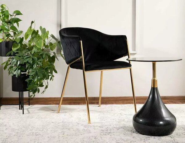 Masuta TAURUS, negru/auriu, sticla/metal, 40x40x54 cm