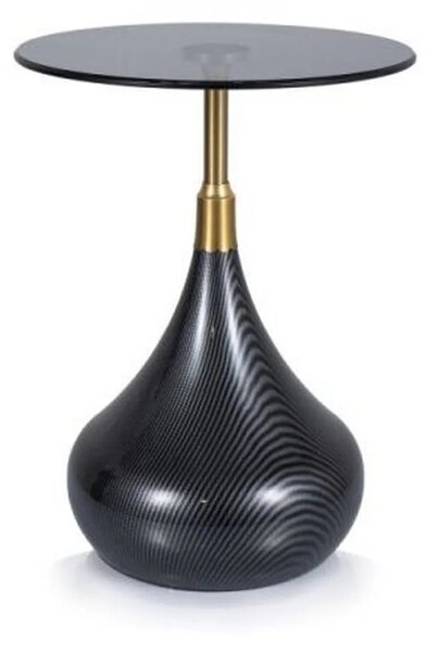 Masuta TAURUS, negru/auriu, sticla/metal, 40x40x54 cm