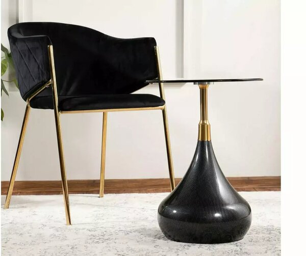 Masuta TAURUS, negru/auriu, sticla/metal, 40x40x54 cm