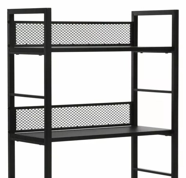 Etajera RAW R6, negru, PAL laminat/metal, 60x28x187 cm