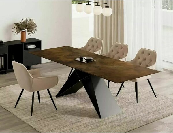 Masa extensibila WESTIN, maro/negru, sticla/ceramica/metal, 160/240x90