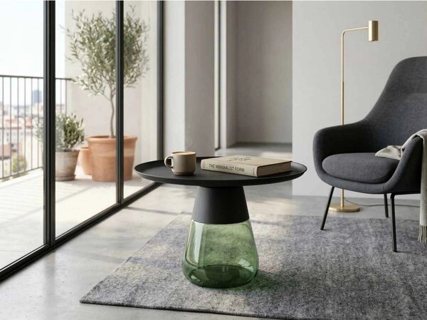 Masuta cafea TIFFANY B BLACK, verde/negru, metal/sticla, 70x43 cm