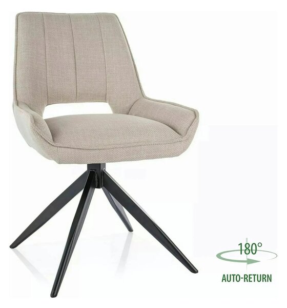 Scaun rotativ TELLO, bej deschis/negru, stofa clasica/metal, 54x46x84