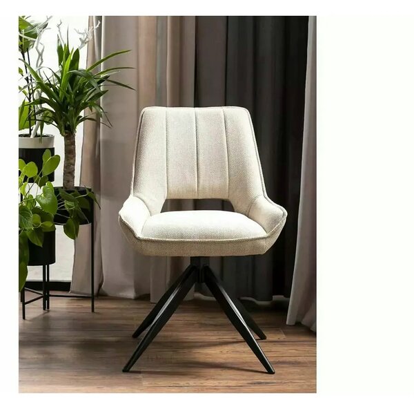 Scaun rotativ TELLO, bej deschis/negru, stofa clasica/metal, 54x46x84