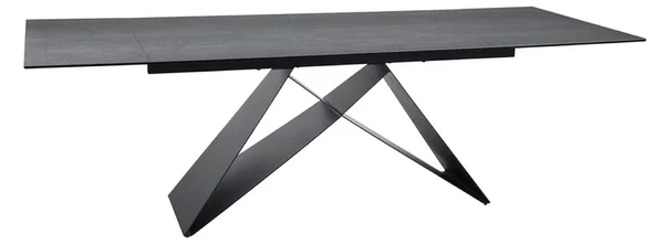 Masa moderna dining WESTIN, gri/negru, sticla/metal, 160-240x90x77 cm