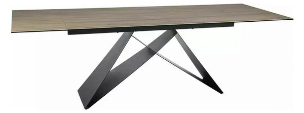 Masa extensibila WESTIN, maro deschis/negru, sticla/ceramica/metal, 16