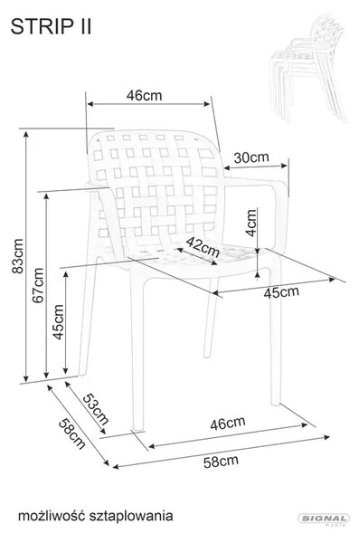 Scaun STRIP, bej, polipropilena, 46x42x83 cm
