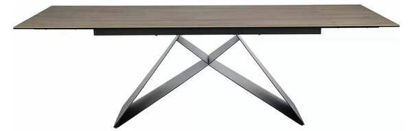Masa extensibila WESTIN, maro deschis/negru, sticla/ceramica/metal, 16