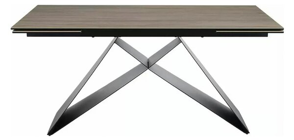 Masa extensibila WESTIN, maro deschis/negru, sticla/ceramica/metal, 16