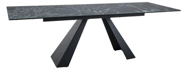 Masa extensibila SALVADORE, negru cu efect de marmura/negru, sticla/ce