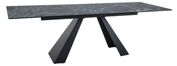 Masa extensibila SALVADORE, negru cu efect de marmura/negru, sticla/ce