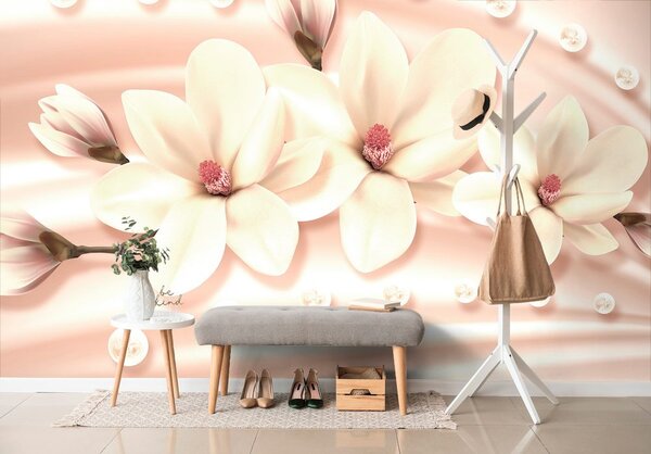 Tapet magnolie de lux cu perle