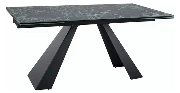 Masa extensibila SALVADORE, negru cu efect de marmura/negru, sticla/ce
