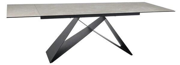 Masa extensibila WESTIN, crem/negru, sticla/metal, 160-240x90x77 cm