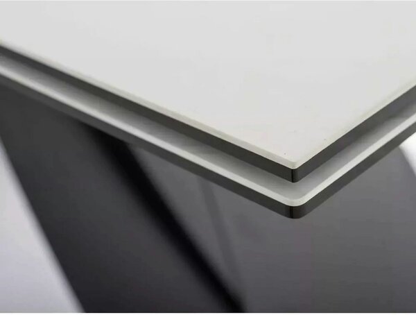 Masa extensibila WESTIN, crem/negru, sticla/metal, 160-240x90x77 cm