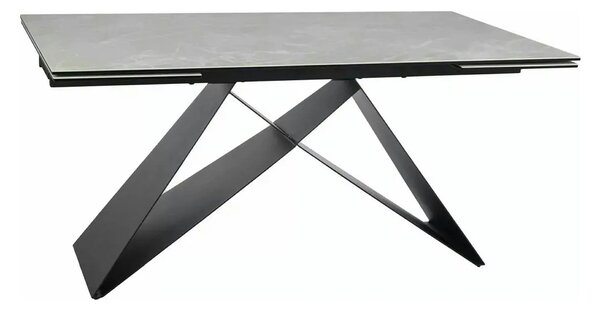 Masa extensibila WESTIN, crem/negru, sticla/metal, 160-240x90x77 cm
