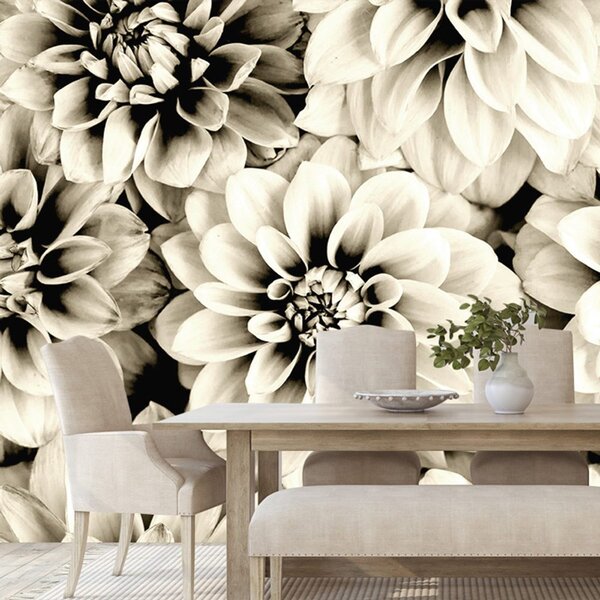 Fototapet flori de dalia în design sepia
