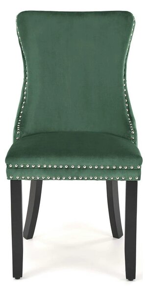Scaun ALDA, verde inchis/negru, stofa catifelata/lemn, 50x62x95 cm