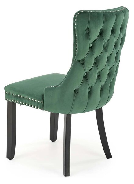 Scaun ALDA, verde inchis/negru, stofa catifelata/lemn, 50x62x95 cm