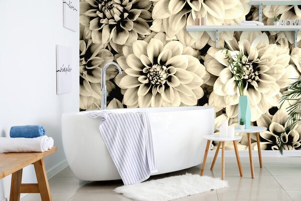 Fototapet flori de dalia în design sepia