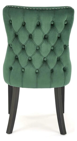 Scaun ALDA, verde inchis/negru, stofa catifelata/lemn, 50x62x95 cm