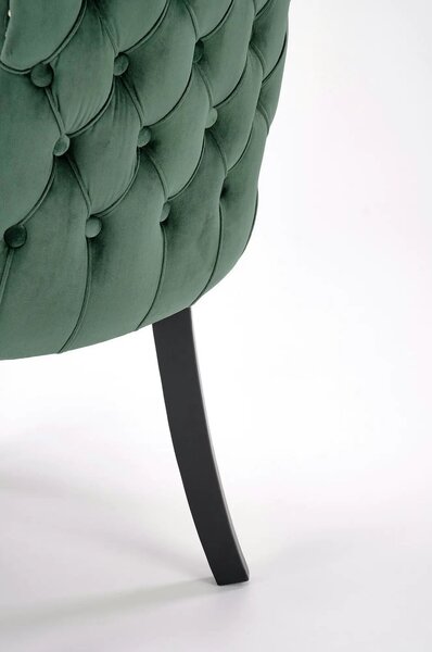 Scaun ALDA, verde inchis/negru, stofa catifelata/lemn, 50x62x95 cm