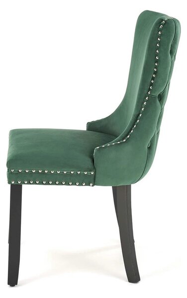 Scaun ALDA, verde inchis/negru, stofa catifelata/lemn, 50x62x95 cm