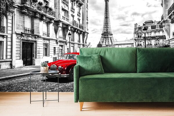 Fototapet mașină retro roșie în Paris