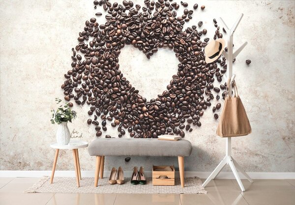 Fototapet inimă din boabe de cafea