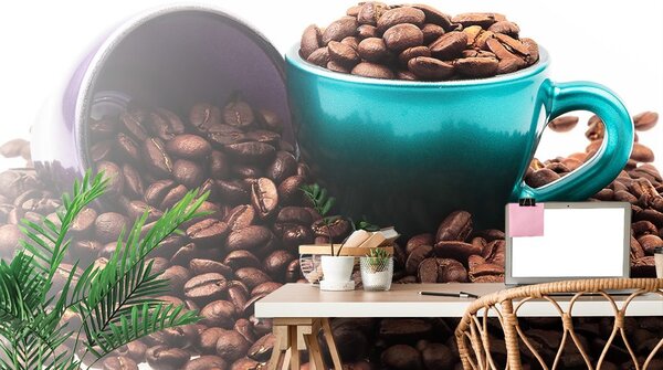 Fototapet ceașca cu boabe de cafea