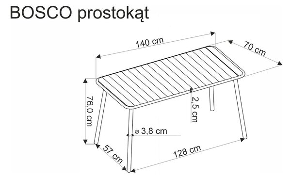 Masa gradina BOSCO, negru, metal, 140x70x76 cm