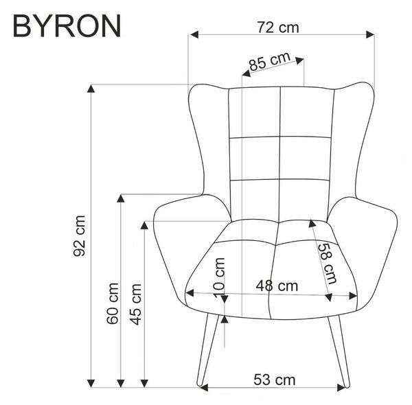 Fotoliu BYRON, stofa clasica gri - Vardo 11, 75x85x92 cm