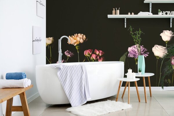 Fototapet flori elegante pe un fundal întunecat