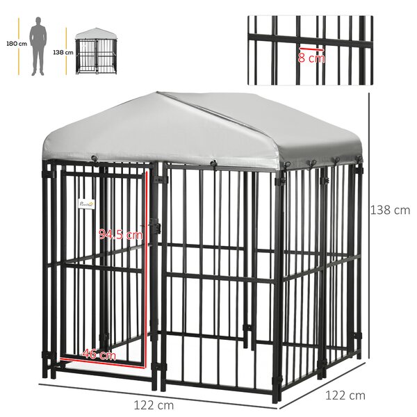 PawHut Tarc Joacă pentru Caini în Aer Liber cu Baldachin Impermeabil și Protecție UV 122x122x138cm | Aosom Romania